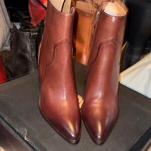 Frye Dark Brown Leather Ankle Booties